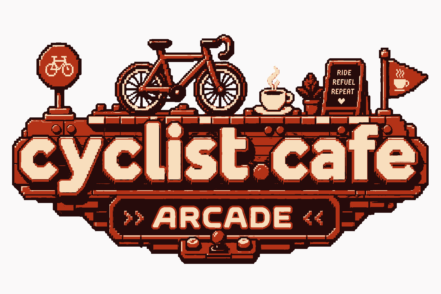 Cyclist Cafe Arcade Game Logo